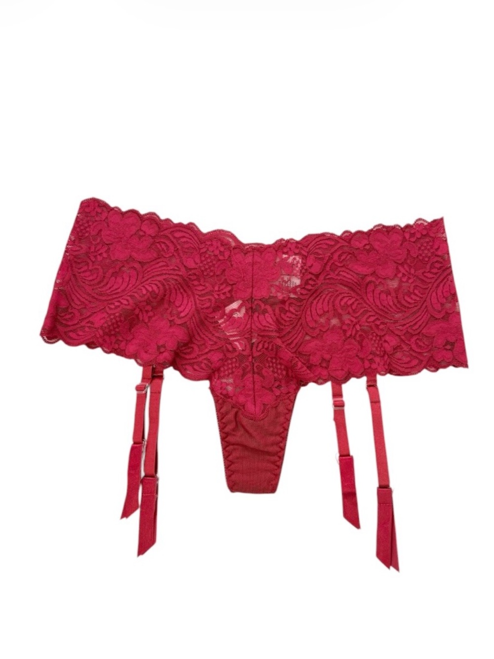 Frederick’s of Hollywood Red Lace Garter Thong